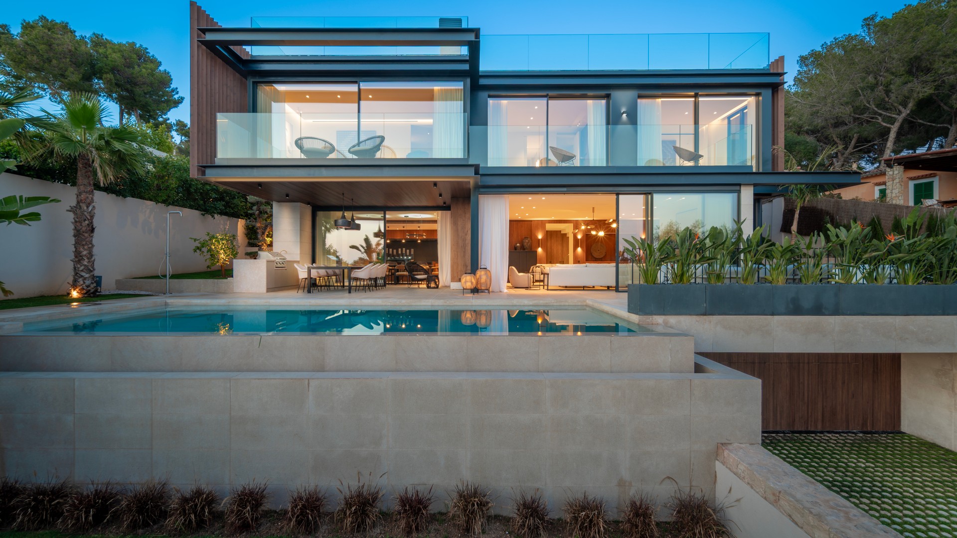 New built villa Falco located in Portals Nous village up in the hills with southwest orientation and sea views