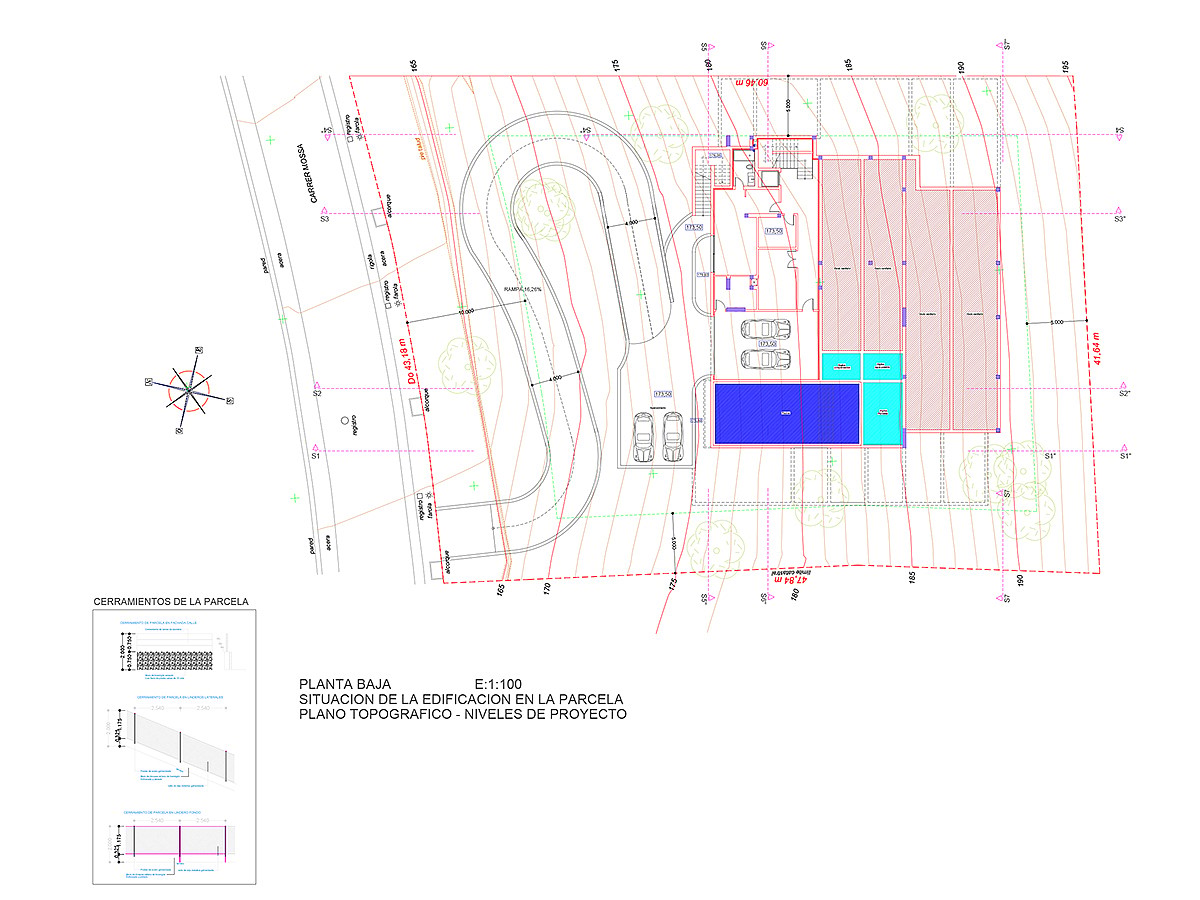 Architectural site plan showing the land layout, access road, and parcel boundaries for the Son Vida property.