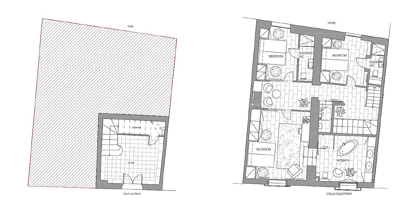 A two-dimensional black and white floor plan showing the layout and room dimensions of the townhouse property.