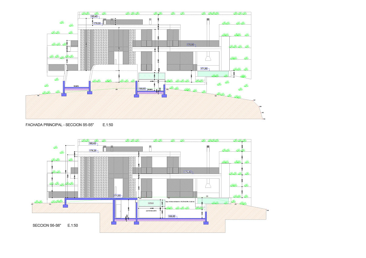 Technical architectural drawing showing the building elevation and cross-section details for the Son Vida property development.