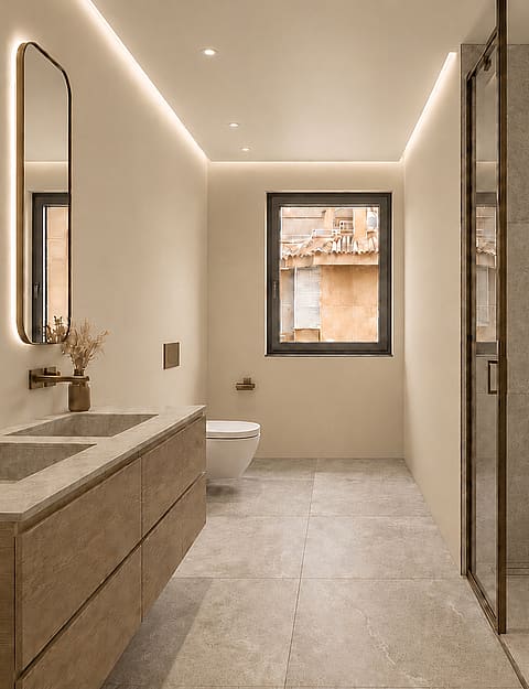 bathroom finishes with exterior window