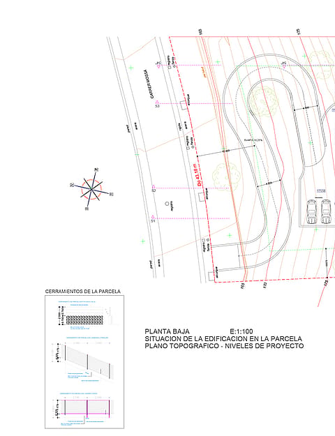 Architectural site plan showing the land layout, access road, and parcel boundaries for the Son Vida property.