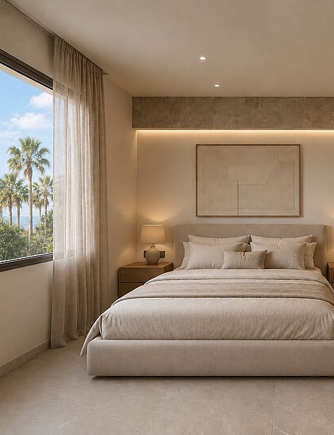 bedroom with high quality finishes