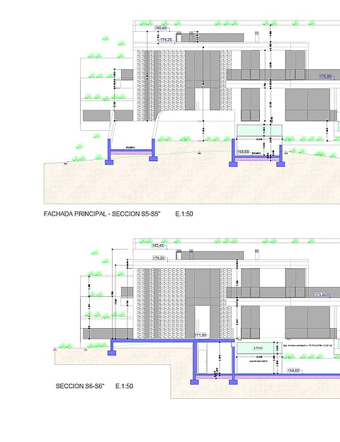 Technical architectural drawing showing the building elevation and cross-section details for the Son Vida property development.