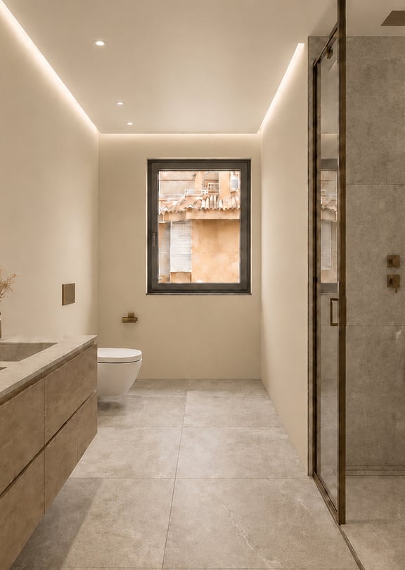 bathroom finishes with exterior window