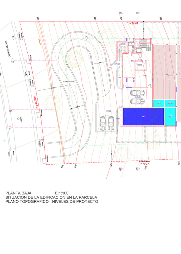 Architectural site plan showing the land layout, access road, and parcel boundaries for the Son Vida property.