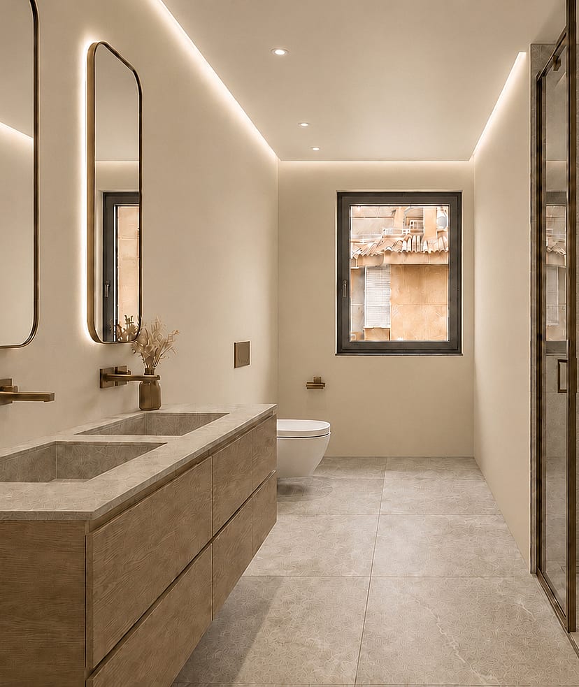 bathroom finishes with exterior window